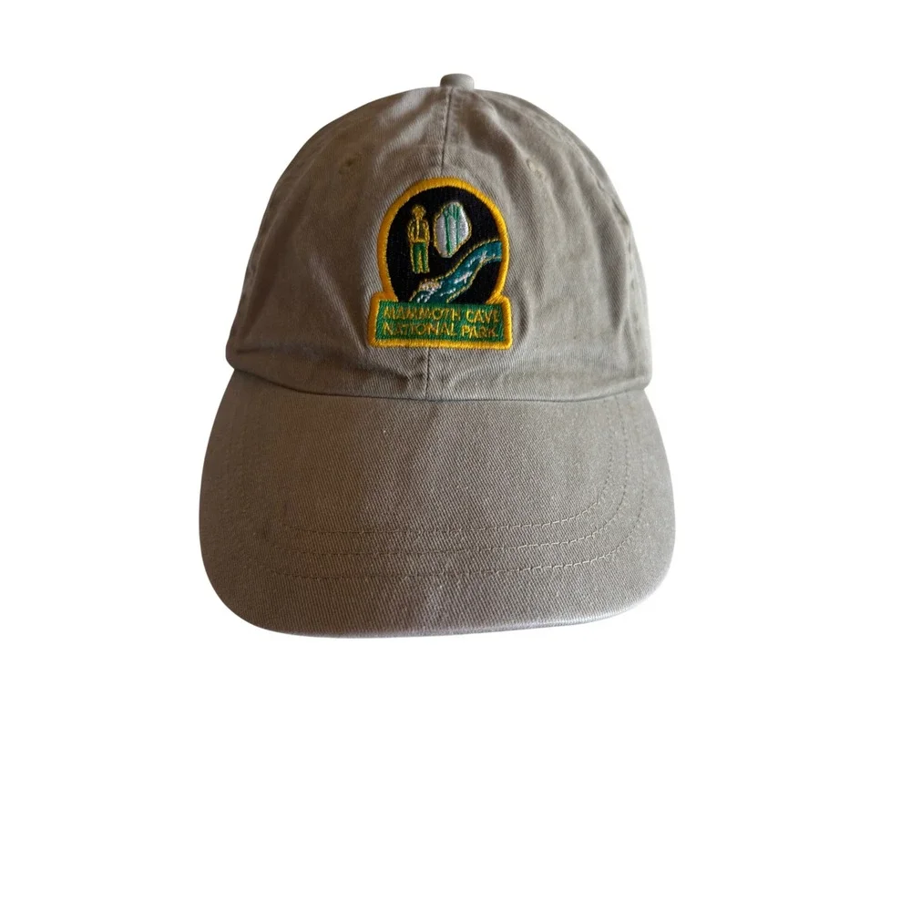 Mammoth Cave National Park Baseball Cap Leather Strapback Khaki Cotton
